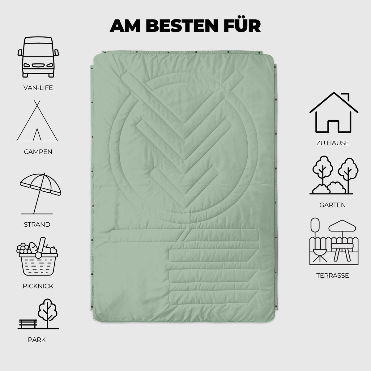 VOITED Recycled Ripstop Outdoor Camping Blanket - Cameo Green/Digital Lavender